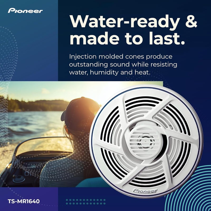 Pioneer TS-MR1640 6.5 Inch 2-Way Coaxial Loudspeaker - Salt-Waterproof, 160 Watts, White - Image 3